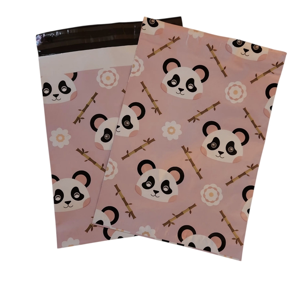 (50) Cute Pink Panda Print Polymailers 10x13